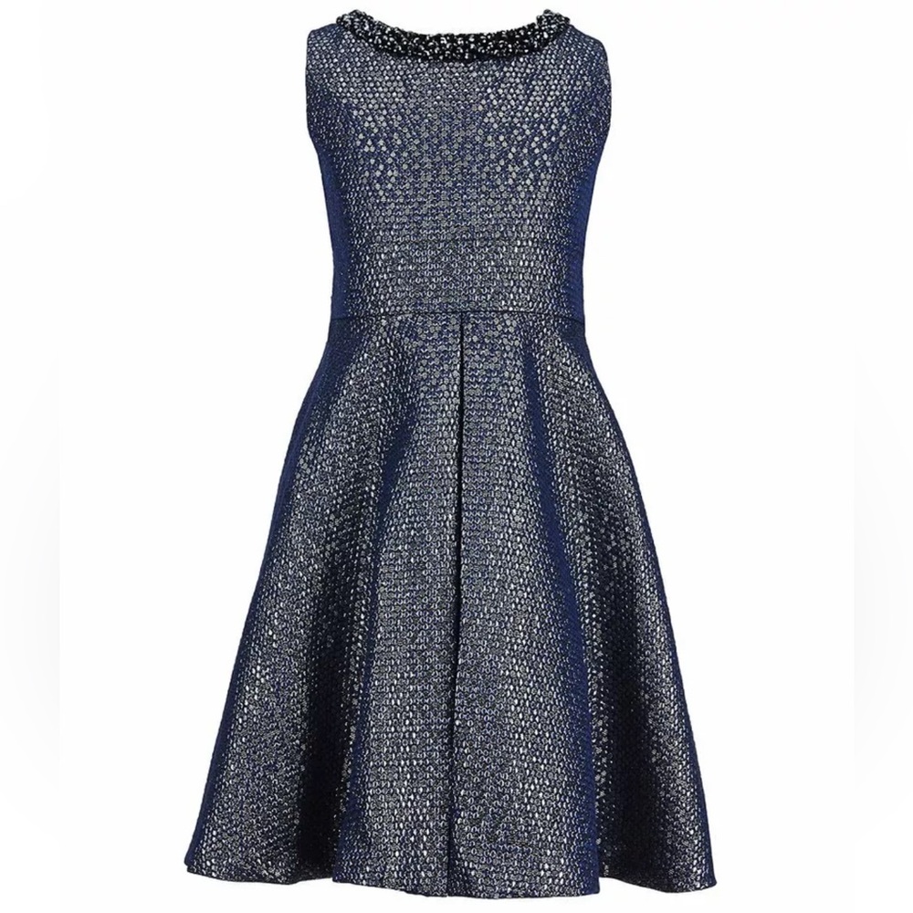 Rare Editions Girls Size 14 Navy/Silver Beaded Party Dress